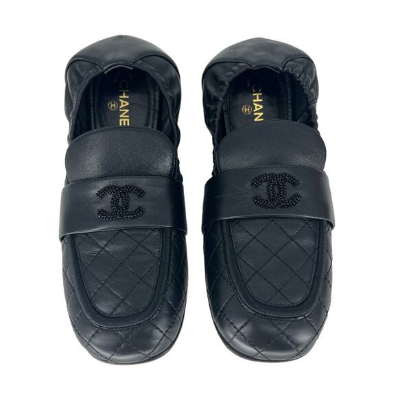 Chanel 2019 Lambskin Quilted Elastic CC Moccasin Loafers - Picture 4 of 16